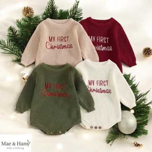 My First Christmas Outfit,Christmas Baby Knit Romper,My First Christmas Romper,Baby Christmas Clothes,Christmas Baby Gifts,