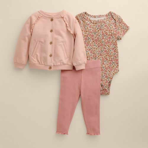 Baby Girl Little Co. by Lauren Conrad 3-pc. Ruffle Bomber, Bodysuit & Pants Set