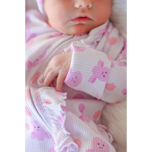 Bamboo Waffle Ruffle Zipper Footie | Sea Snuggles