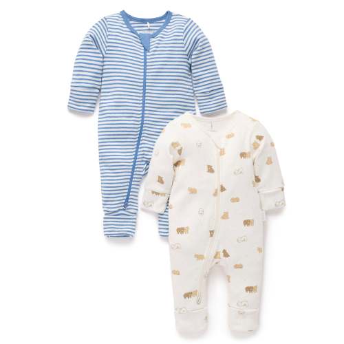 Little Bear 2 Pack Zip Growsuit