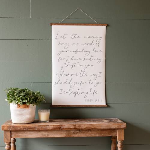 Scripture Sign | Psalm 143 8 Sign | Hanging Canvas | Living Room Sign | Scripture Signs | Christian Sign | Hanging Frames | 355