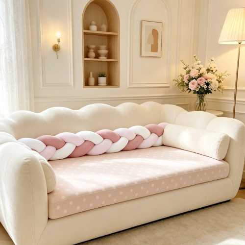 Hand Braided Pillow | Plush Knot Cushion | Sofa Kids Room Decor | Draft Barrier