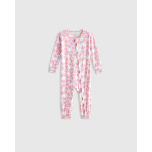 Bamboo One Piece Pajama - Baby in Lavender Hearts