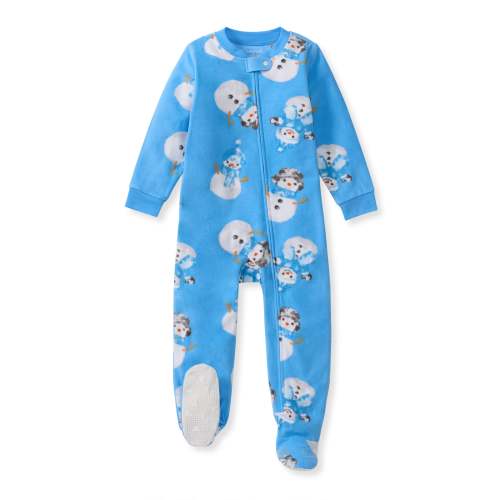 Snowmen Blue Quartz polarbee™ Recycled Polyester Fleece Sleeper – Burt's Bees Baby