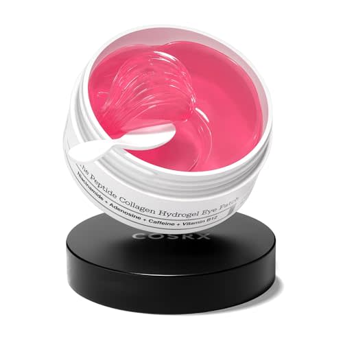 COSRX Pink Peptides Collagen Hydrogel Eye Patch for Puffy Eyes (60) | Cooling & Firming Under Eye Patches with 4-Peptide & Caffeine, Depuffing Gel Eye Mask, Korean Skin Care