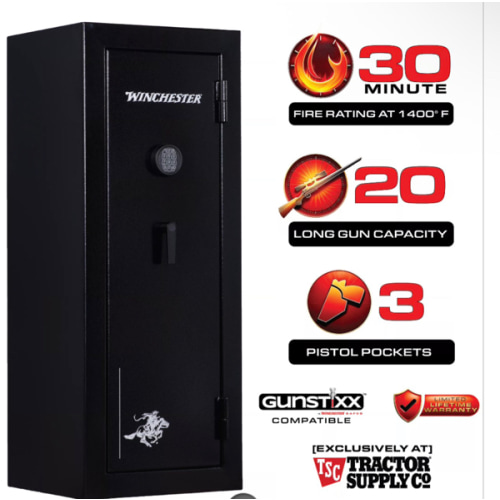 Winchester Safes 20 Long Gun 14.2 cu. ft. Electronic Lock Gun Safe, 30 Min. Fire Rating, Black at Tractor Supply Co