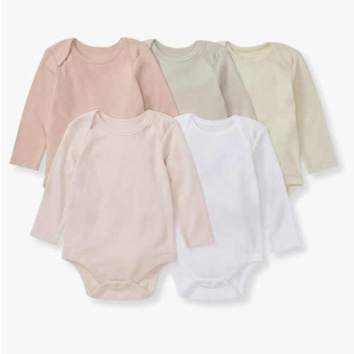 Burt's Bees Baby Bodysuits, Short Sleeve and Long Sleeve One-Pieces, 100% Organic Cotton, Pack of 5