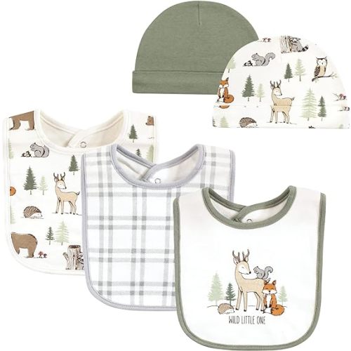 Hudson Baby Unisex Baby Cotton Bib and Headband Set