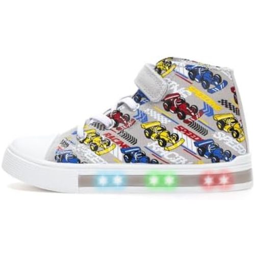 EUXTERPA Kids Toddler Sneakers Light Up Flashing Shoes Girls Boys Easy Fasten High Top Walking Canvas Sneaker