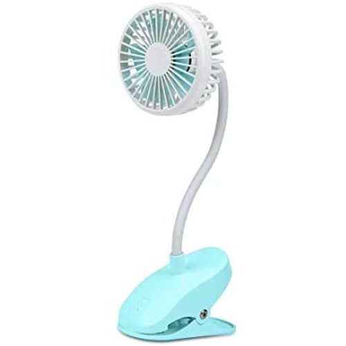 ohderii Clip on Fan Baby Stroller Fan, Portable USB Rechargeable Battery Operated Personal Desk Fan with Flexible Neck Security for Baby Stroller, Car Seat, Treadmill, Office, Outdoor Camping (Blue)