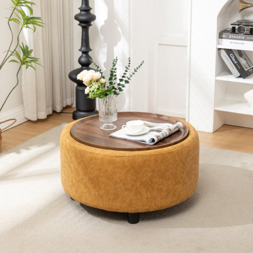 Wade Logan® Bryonie Round Cocktail Ottoman with Storage & Reviews | Wayfair