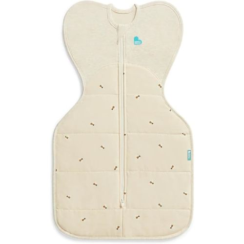 Love to Dream Swaddle UP Warm, 2.5 TOG, Dramatically Better Sleep, Allow Baby to Sleep in Preferred Arms Up Position for Self-Soothing, Snug Fit Calms Startle Reflex, 5-8.5lbs, Oatmeal Bees