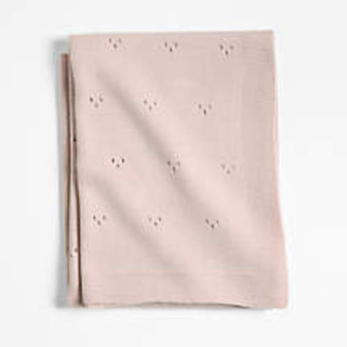 Pointelle Knit Mauve Rose Organic Cotton Baby Stroller Blanket