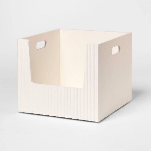 Large Wood Bin Open Front White - Brightroom™
