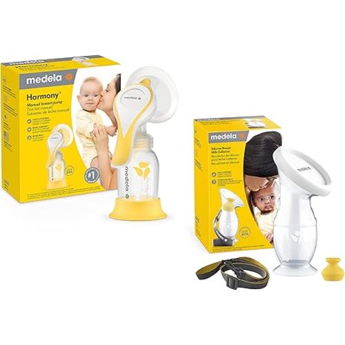 Medela Perfect Pair Bundle with Medela Harmony Manual Breast Pump & Silicone Breast Milk Collector, Lightweight and Discreet, Made Without BPA
