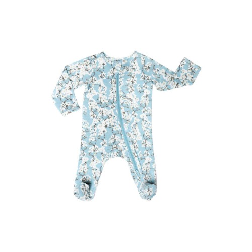 Organic Cotton Zip Footie in Cherry Blossoms