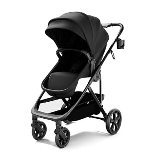 Mompush Baby Stroller Full-Size with Bassinet Mode, Snack Tray Included | Convertible 2-in-1 Reversible Newborn Seat All-Terrain Suspension One Hand Recline UPF 50+ Canopy Large Storage Basket
