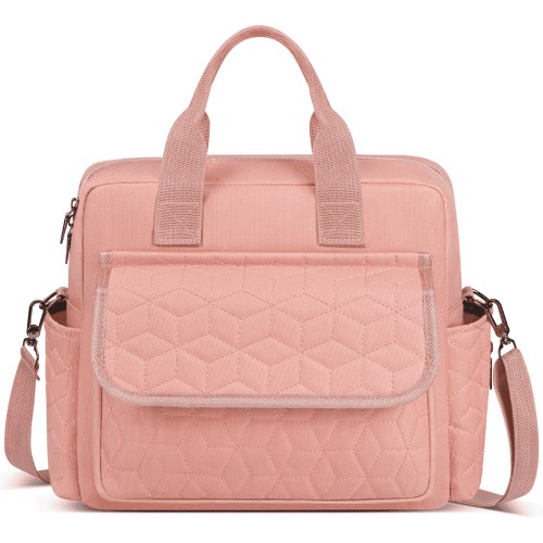 GPED Diaper Bag Tote, Large Capacity Baby Diaper Bag with 3 Insulated Pockets,Lightweight Travel Diaper Tote for Mom Dad, Double-Layer Work Bag for Breastfeeding Mom, Shoulder Mommy Bag, Unisex(Pink)