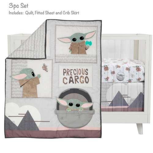 Star Wars The Child Baby Yoda Nursery 3-Piece Baby Crib Bedding Set – Lambs & Ivy