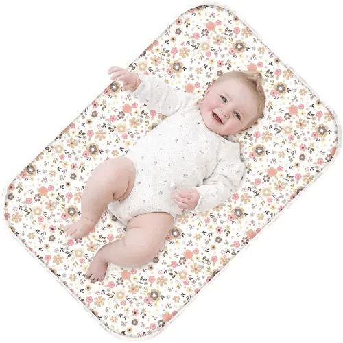 Baby Diaper Changing Pad – 31.5" x 21.5" Extra Large Waterproof Absorbent Portable Changing Mat, Reusable Changing Pad Liner for Travel or at Home Use(Floral2)