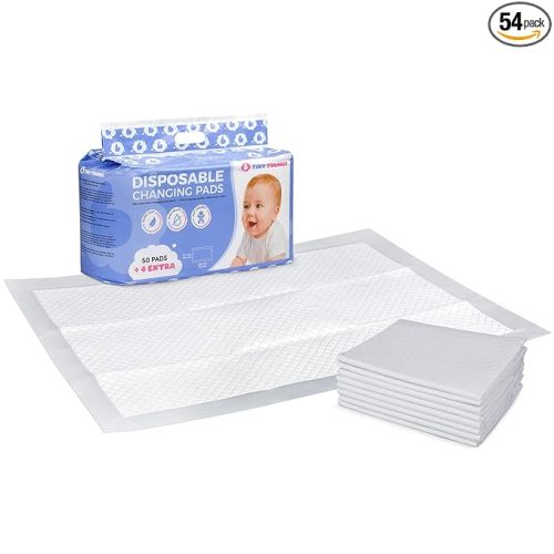 Disposable Changing Pads for Baby (54 Pack) - Super Soft, Ultra Absorbent & Waterproof Large Diaper Changing Pad Liners - Baby Changing Pad Cover & Bed Pads
