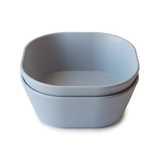 mushie Square Dinnerware Bowls for Kids | Made in Denmark, Set of 2 (Cloud)