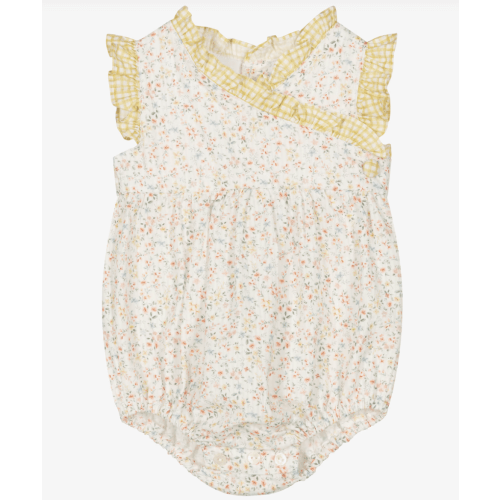Paloma de la O - Baby Girls White Cotton Floral Shortie | Childrensalon Outlet