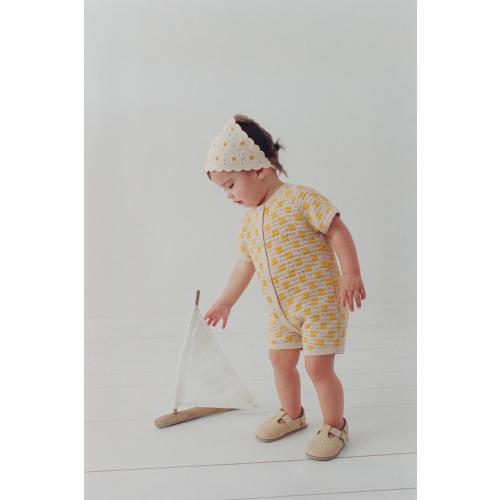 PLAID SHORT ROMPER - Ecru/Yellow | ZARA United States