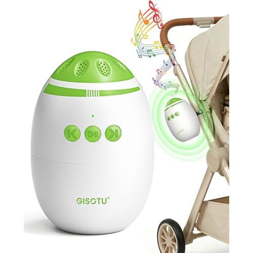 Baby Stroller Rocker with Adjustable Rocking Speed and 11 Soothing White Noise, Hands-Free Rechargeable Sleep Soother Rocker, Portable Accessories for Strollers & Prams, Essential Baby Gear (Green)