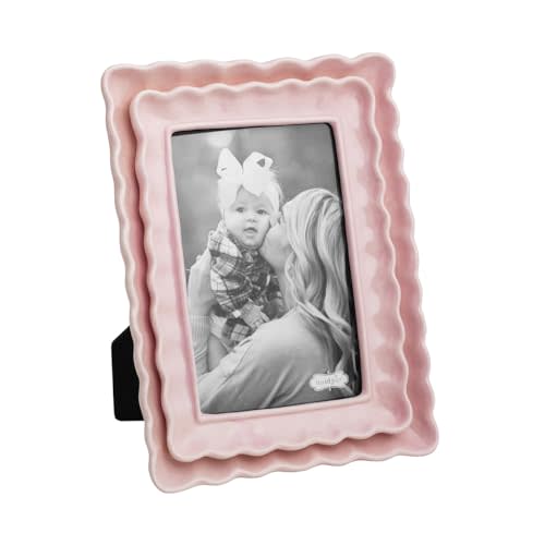 Mud Pie Rectangle Pink Scallop Wood Frame