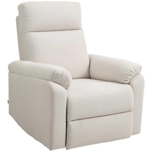 Swivel Rocker Recliner Chair, Wide Rocking Sofa with Pocket Spring, Footrest, Fabric Overstuffed Reclining Chair, Cream
