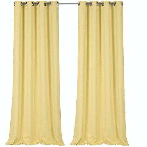Kate Aurora 100% Hotel Thermal Blackout Yellow Grommet Top Curtain Panels