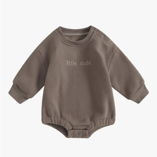VISGOGO Newborn Infant Baby Boy Girls Oversized Romper Little Dude Sweater Onesie Coming Home Outfit Neutral Clothes