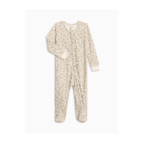 Organic Cotton Neve Ruffle Zipper Footie, 6-12M