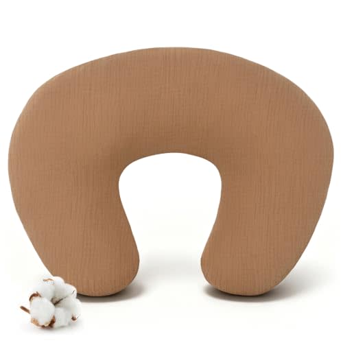 FUNUPUP Muslin Nursing Pillow Cover Compatible with Boppy Nursing Pillow, Soft Baby Nursing Covers for Breastfeeding Pillows for Boys Girls, Brown