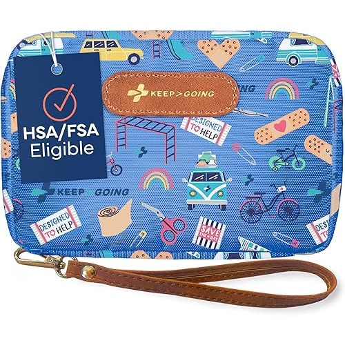 KeepGoing Travel First Aid Kit for Kids – 130 Pc. for Car, Home, Purse, Diaper Bag & Backpack with Latex-Free Bandages - Mini First Aid Kit Travel Size TSA-Approved