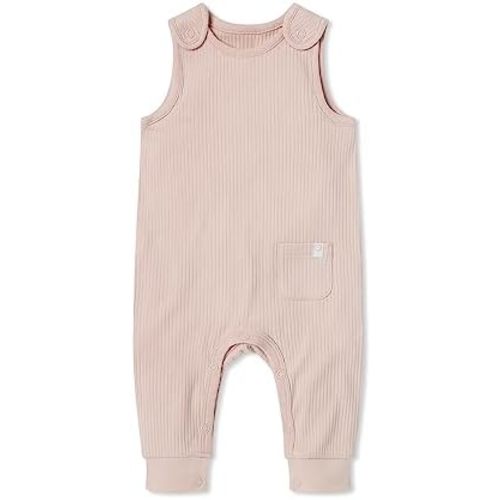 MORI Baby Ribbed Overalls – One-Piece Jumpsuit with Shoulder Snaps, Pocket, Ankle Cuffs – Soft Viscose from Bamboo and Cotton