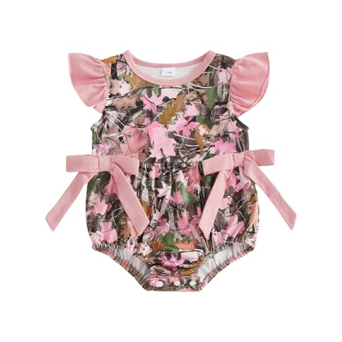 Baby Girl Camo Onesie Hunting Outfit Sleeveless Ruffle Romper Bodysuit Infant One Piece Summer Clothes