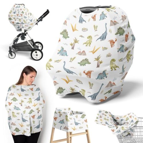 Sweet Jojo Designs Boy 5-in-1 Multi Use Baby Nursing Cover Watercolor Dinosaur Dino Multicolor