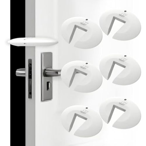 Neobay Door Pinch Guard and Door Slam Stopper, Durable Silicone Door Finger Pinch Guard, Prevents Slamming on Even Heavy Doors, Non-Toxic & Pet Friendly, White, 6 Packs