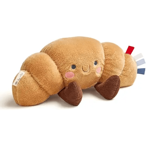 Itzy Ritzy Snuggles Plush Toy – Soft Stuffed Animal for Babies, Kids & Adults – Sensory Ribbons & Textured Fabrics for Tactile Play – Cozy & Cuddly Companion for Newborns & Up (Croissant)