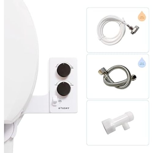 TUSHY 3.0 Spa Cool to Warm Water Bidet Attachment. Easy Universal Toilet Seat Install, Requires Sink Connection for Temperature Control. Fresh Self-Cleaning Clean Water, Gunmetal