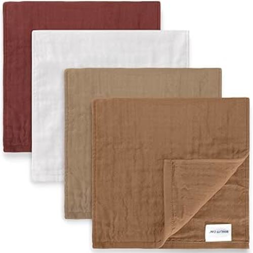 Maliton Muslin Burp Cloths 100% Cotton 20" x 10", 6 Layer Absorbent for Baby Drool and Mess - Non-Irritating & Breathable Baby Burp Cloths for Boys & Girls (Brown and White)
