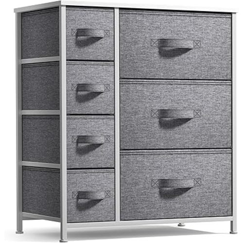 Sorbus Dresser with 7 Drawers - Chest Organizer Tower Unit with Steel Frame, Wood Top, Easy Pull Fabric Bins - Storage Furniture for Bedroom, Hallway, Closet & Office Organization