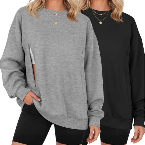 Locoowai 2 Pack Women's Oversize Nursing Sweatshirts