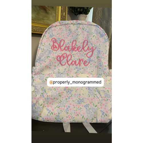 Girls Monogrammed Nylon Backpack Set: Embroidered School Bag, Lunchbox, Duffle Bag, Accessory/Pencil pouch
