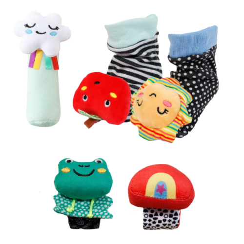 Montessori Baby Sock Rattles Set of 5