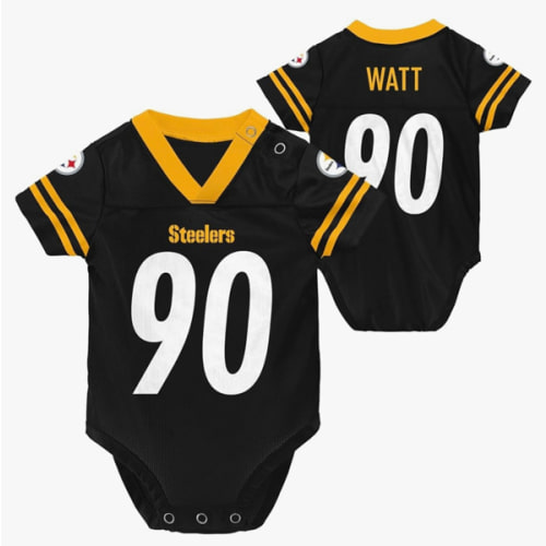 T.J. Watt Pittsburgh Steelers #90 NFL Newborn Baby 0/3M-6/9M Black Creeper Bodysuit Jersey