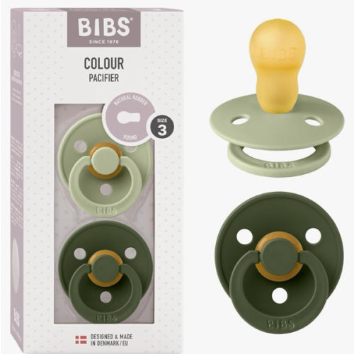 Bibs Pacifiers Color Collection, Set of 2 BPA-Free Latex Pacifiers Made in Europe, Round Nipple Baby Pacifier.