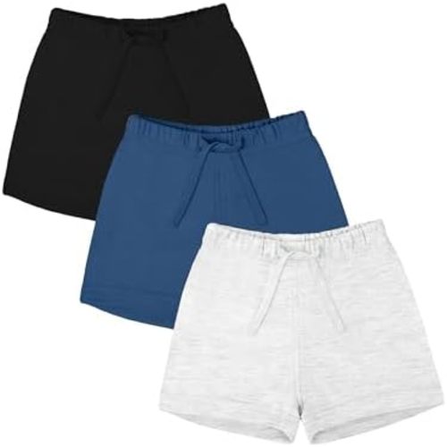 Ruisita 3 Pack Unisex Baby Toddler Cotton Shorts with Drawstring Baby Pull-on Solid Shorts Soft Clothes for Summer Daily